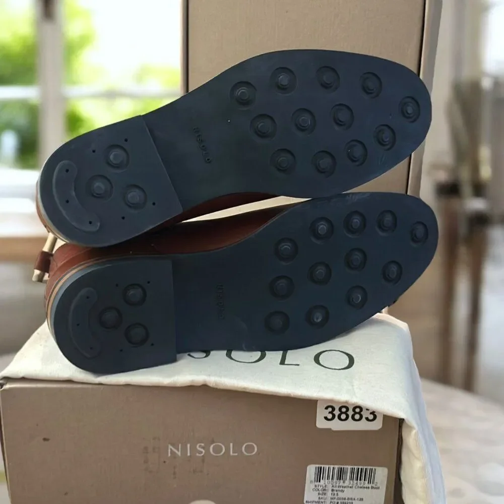 Nisolo All‑Weather Collection Leather Chelsea Boot Men 12.5 Brandy Waterproof